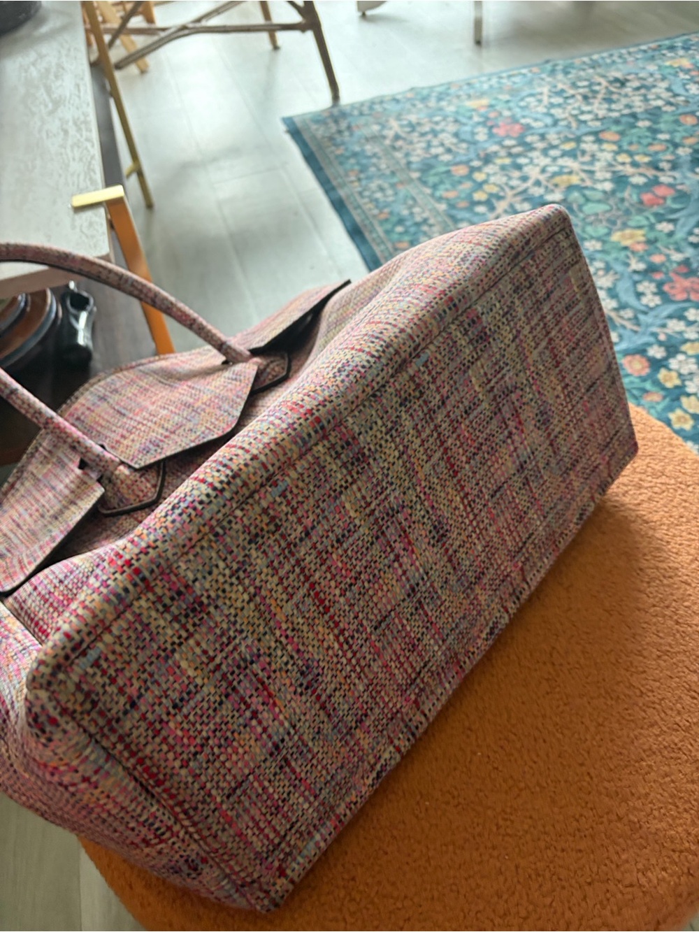Save my Bag - made in Italy Multicolor Pink Tweed Tote Bag with Bow Accent - Picture 6 of 10